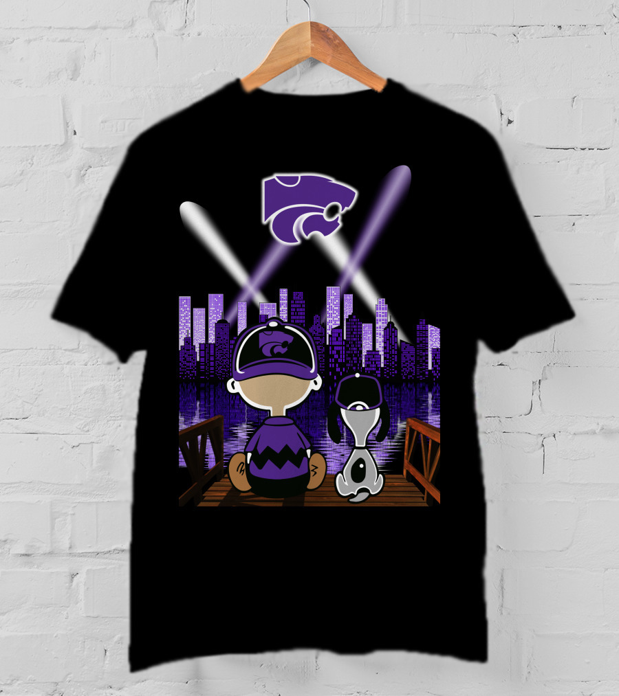 Kansas State Wildcats Night City Skyline Reflections T-Shirt