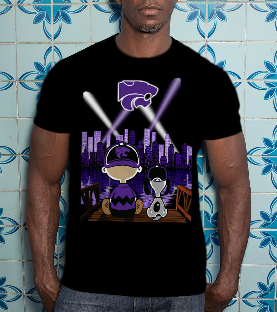 Kansas State Wildcats Night City Skyline Reflections T-Shirt