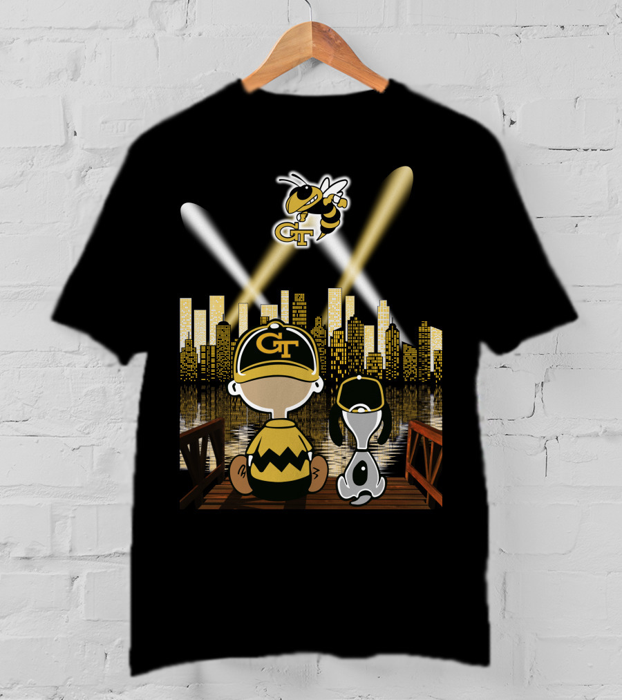 Georgia Tech Yellow Jackets City Skyline Night Reflections T-Shirt
