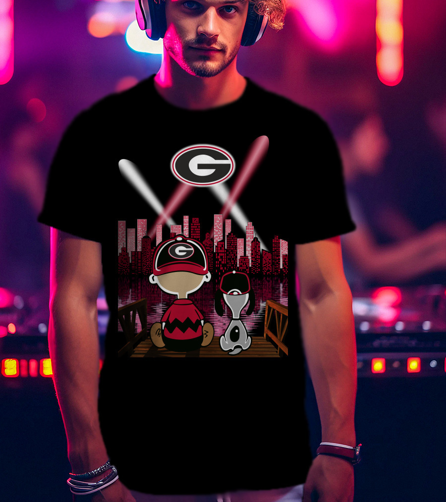 Georgia Bulldogs Cityscape 74 Night Sky Lights T-Shirt