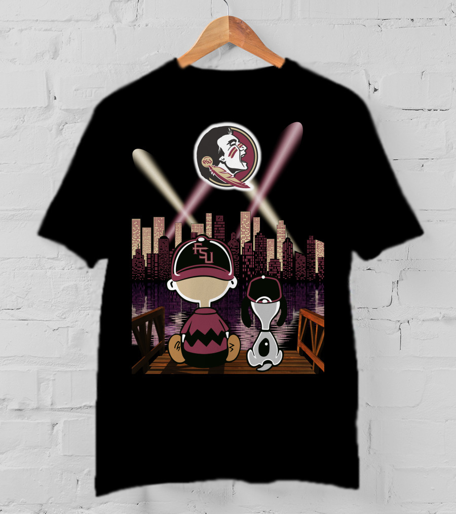 Florida State Seminoles Night City Skyline With Fsu Fans Watching T-Shirt