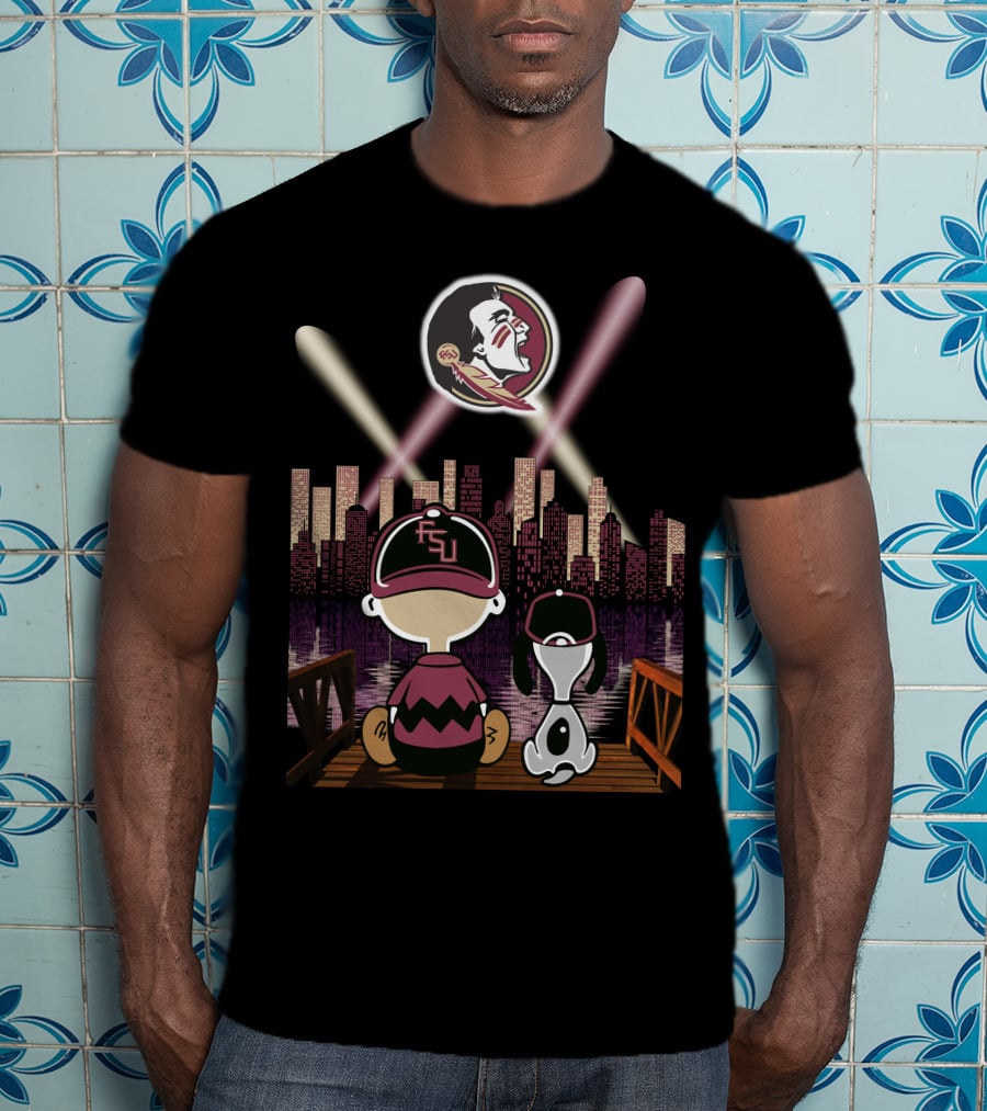 Florida State Seminoles Night City Skyline With Fsu Fans Watching T-Shirt