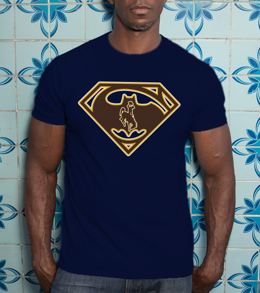 Wyoming Cowboys Superman Batman Logo Fusion T-Shirt