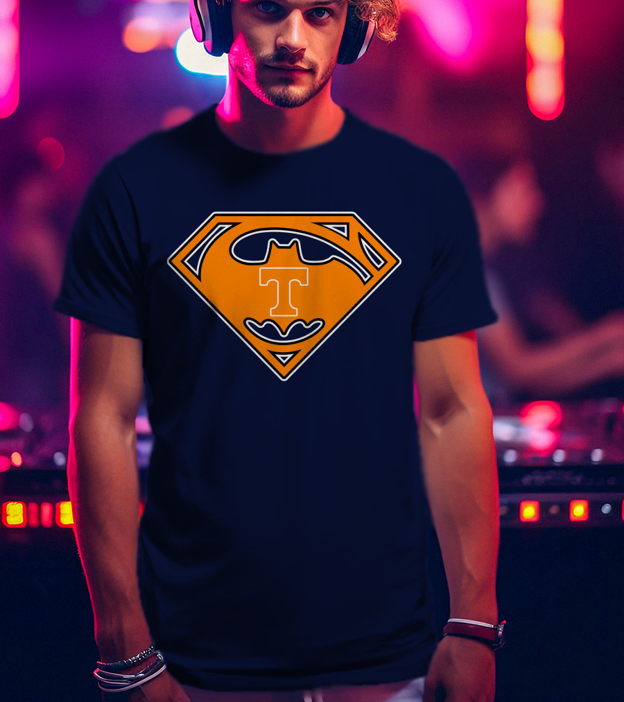Superman Batman Tennessee Volunteers Logo T-Shirt