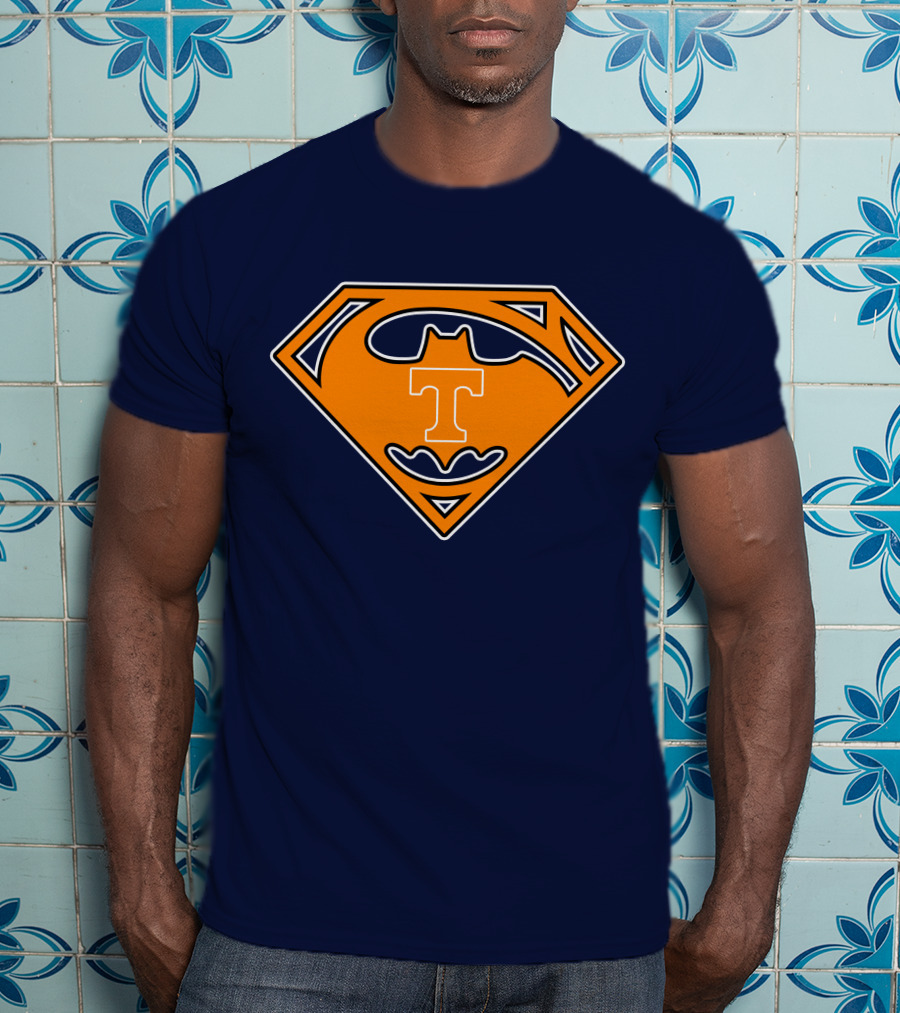 Superman Batman Tennessee Volunteers Logo T-Shirt