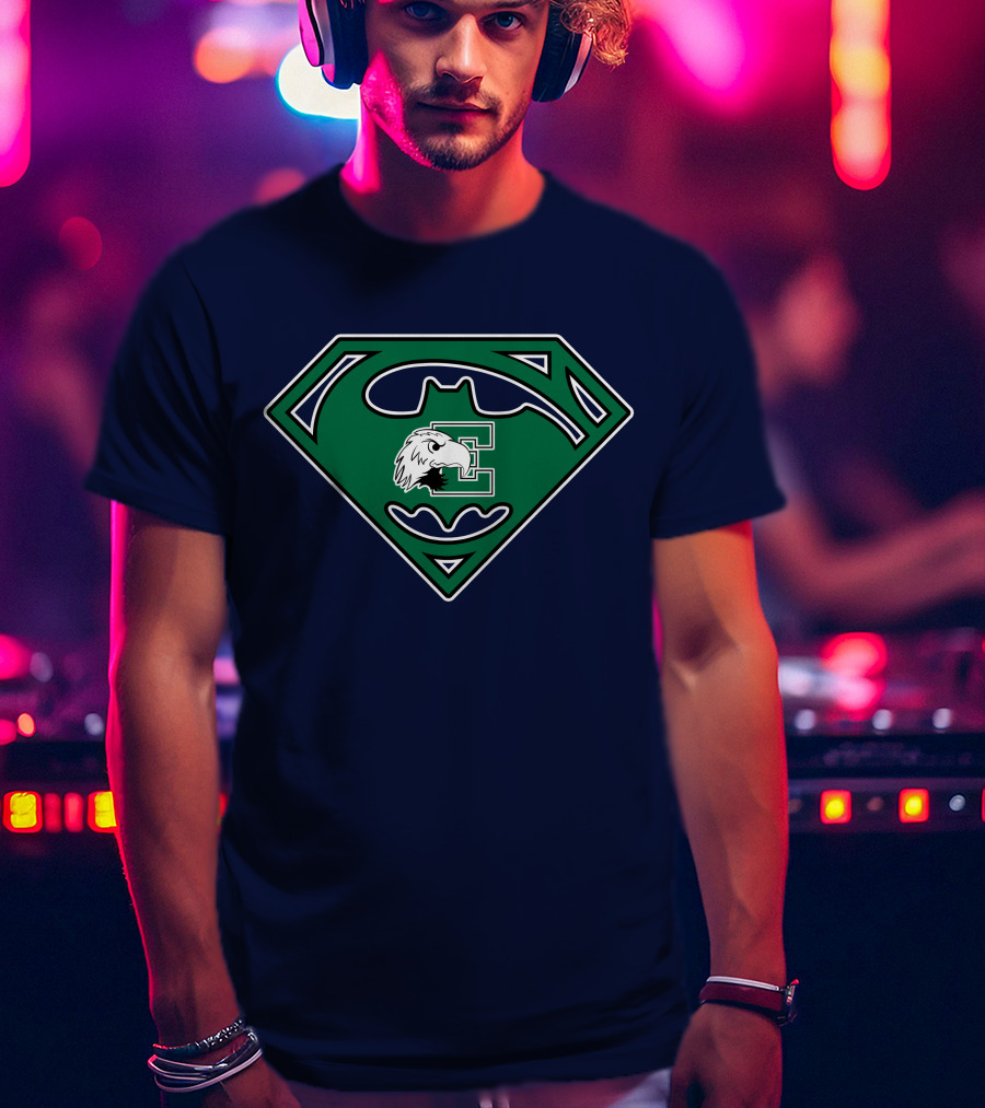Batman Superman Logo Fusion Eastern Michigan Eagles T-Shirt