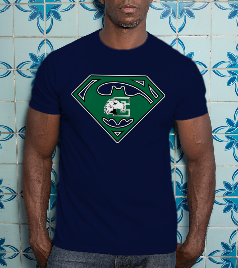 Batman Superman Logo Fusion Eastern Michigan Eagles T-Shirt