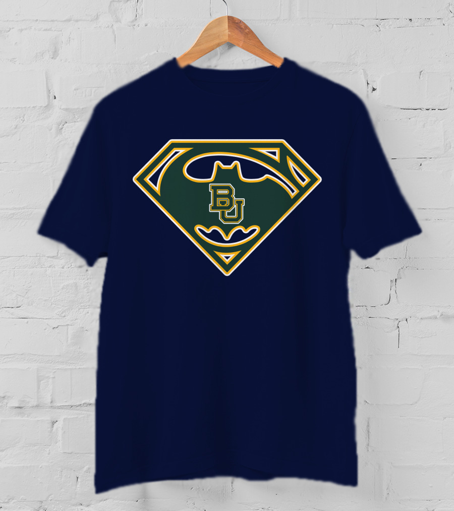 Batman Superman Logo With Bu Baylor Bears T-Shirt