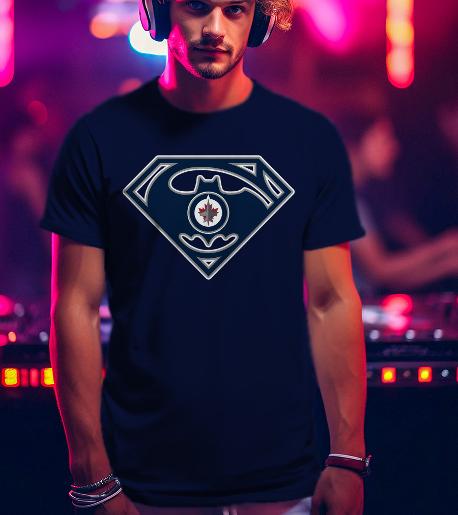 Winnipeg Jets Superman Batman Logo Combo T-Shirt