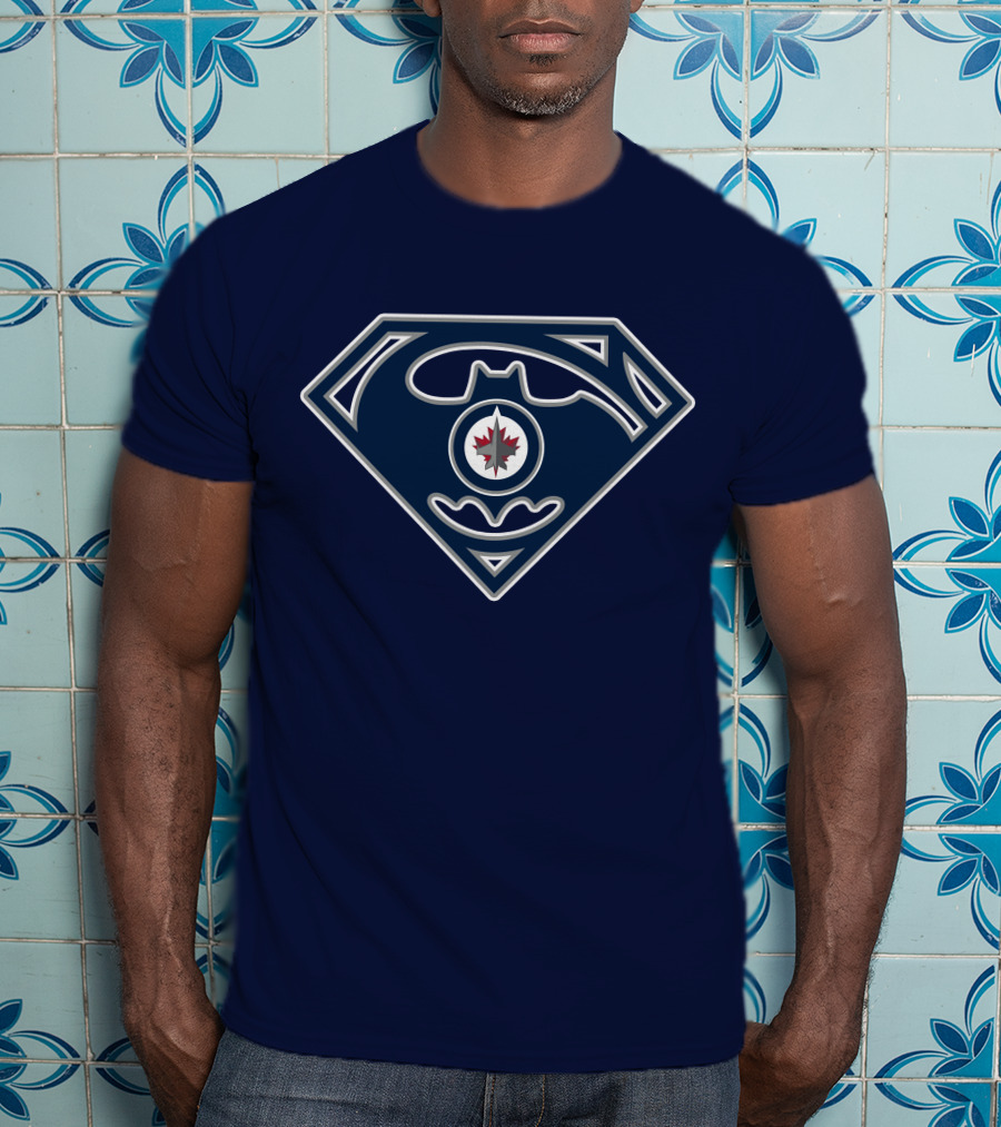 Winnipeg Jets Superman Batman Logo Combo T-Shirt