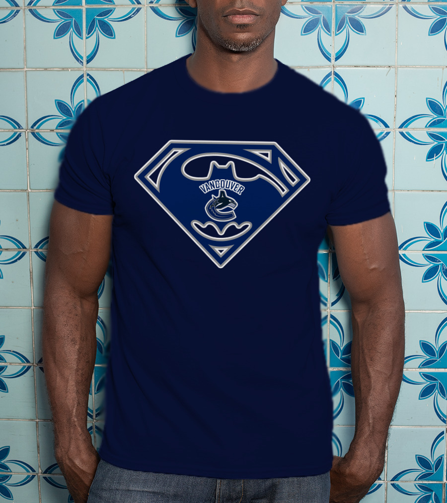 Vancouver Canucks Batman Superman Logo Fusion T-Shirt