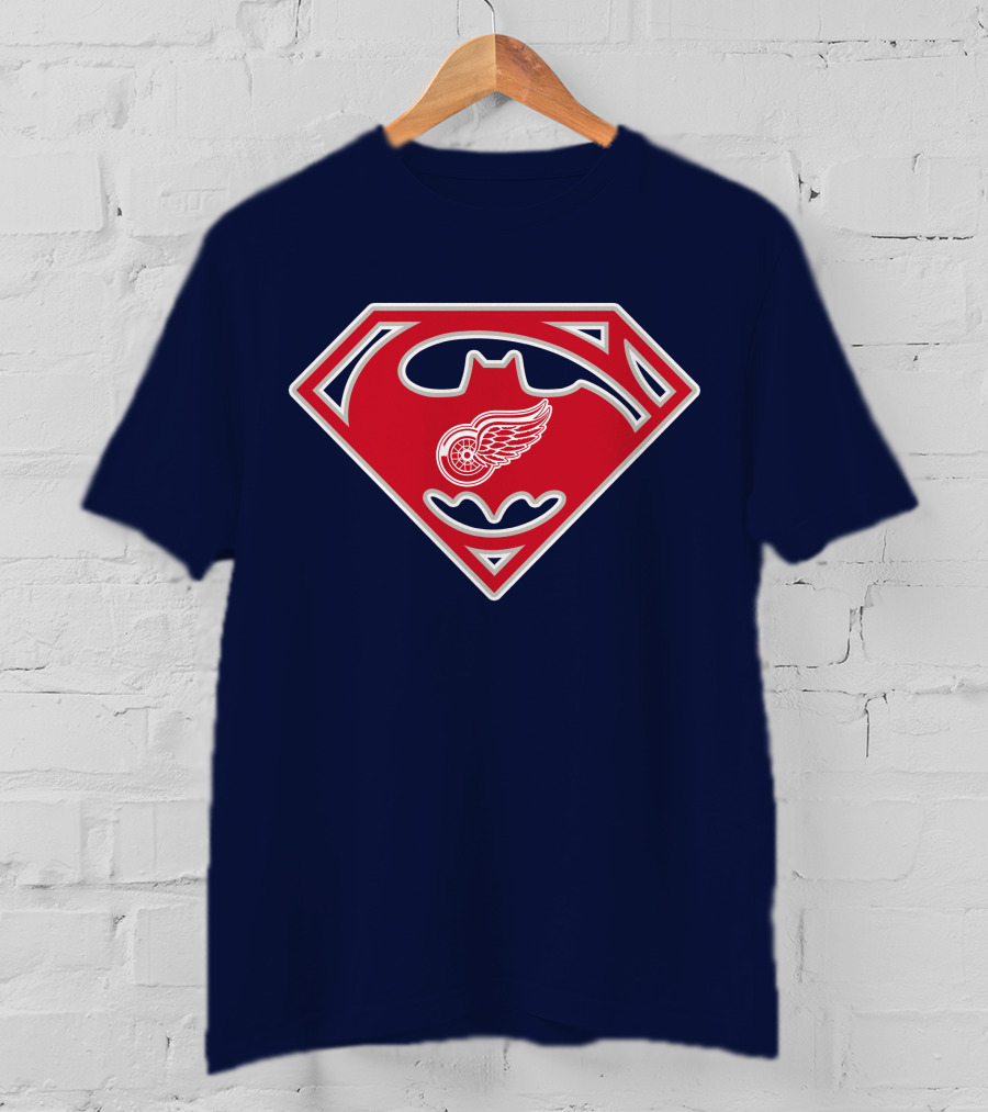 Detroit Red Wings Superman Batman Logo Mashup T-Shirt
