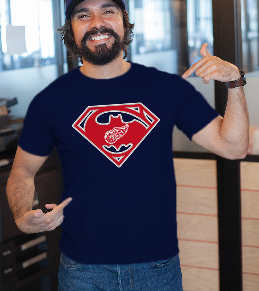 Detroit Red Wings Superman Batman Logo Mashup T-Shirt