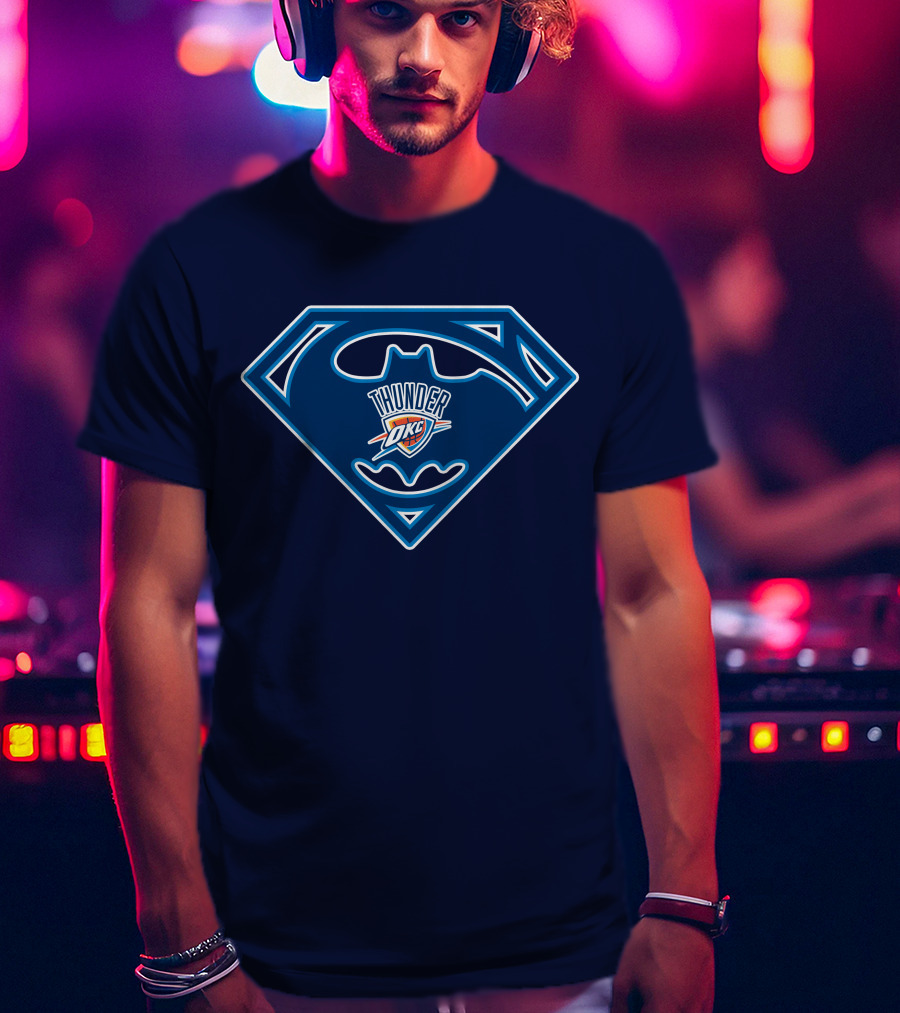 Thunder Okc Batman Superman Logo Mashup T-Shirt