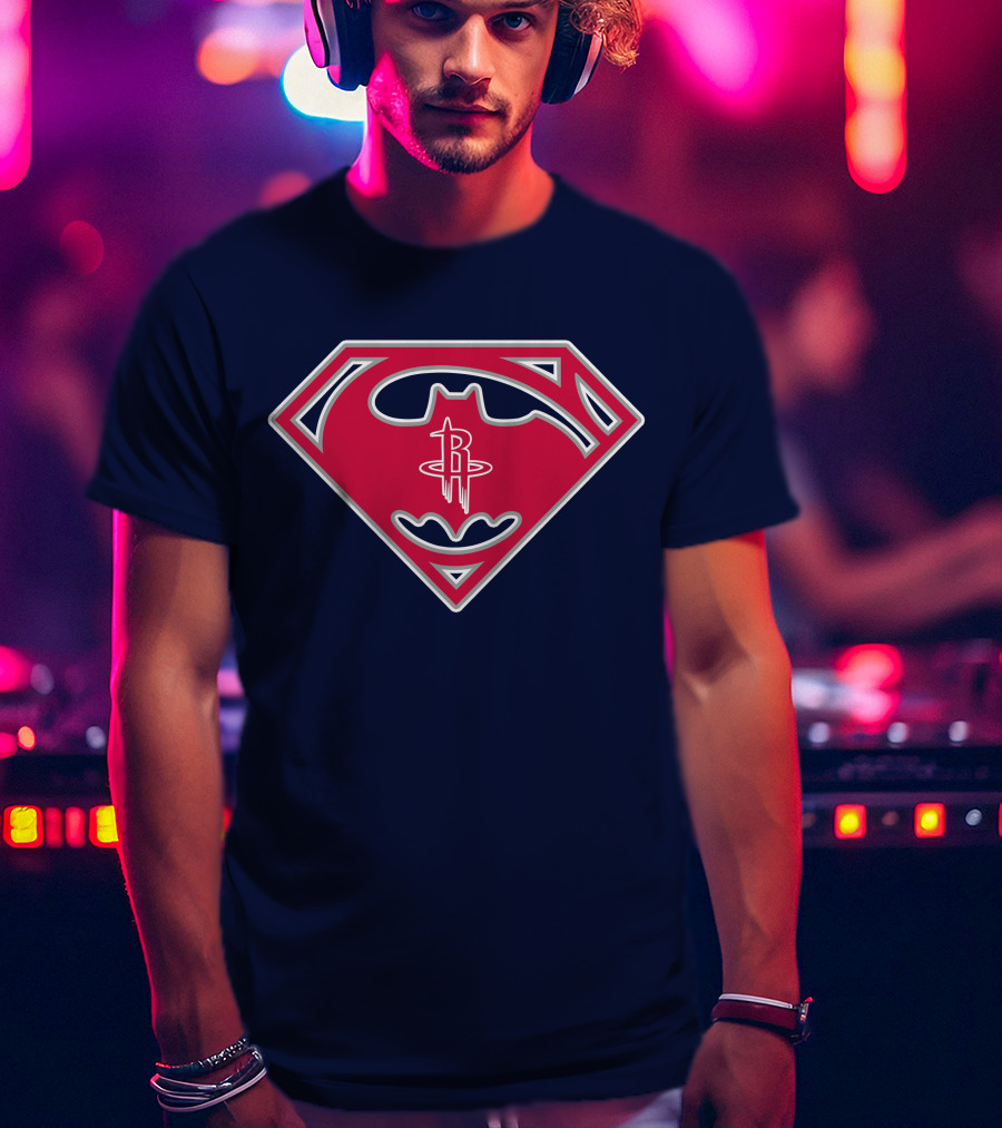 Houston Rockets Batman Superman Logo Mashup T-Shirt