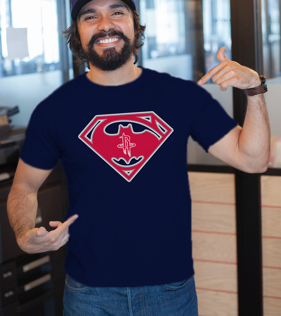 Houston Rockets Batman Superman Logo Mashup T-Shirt