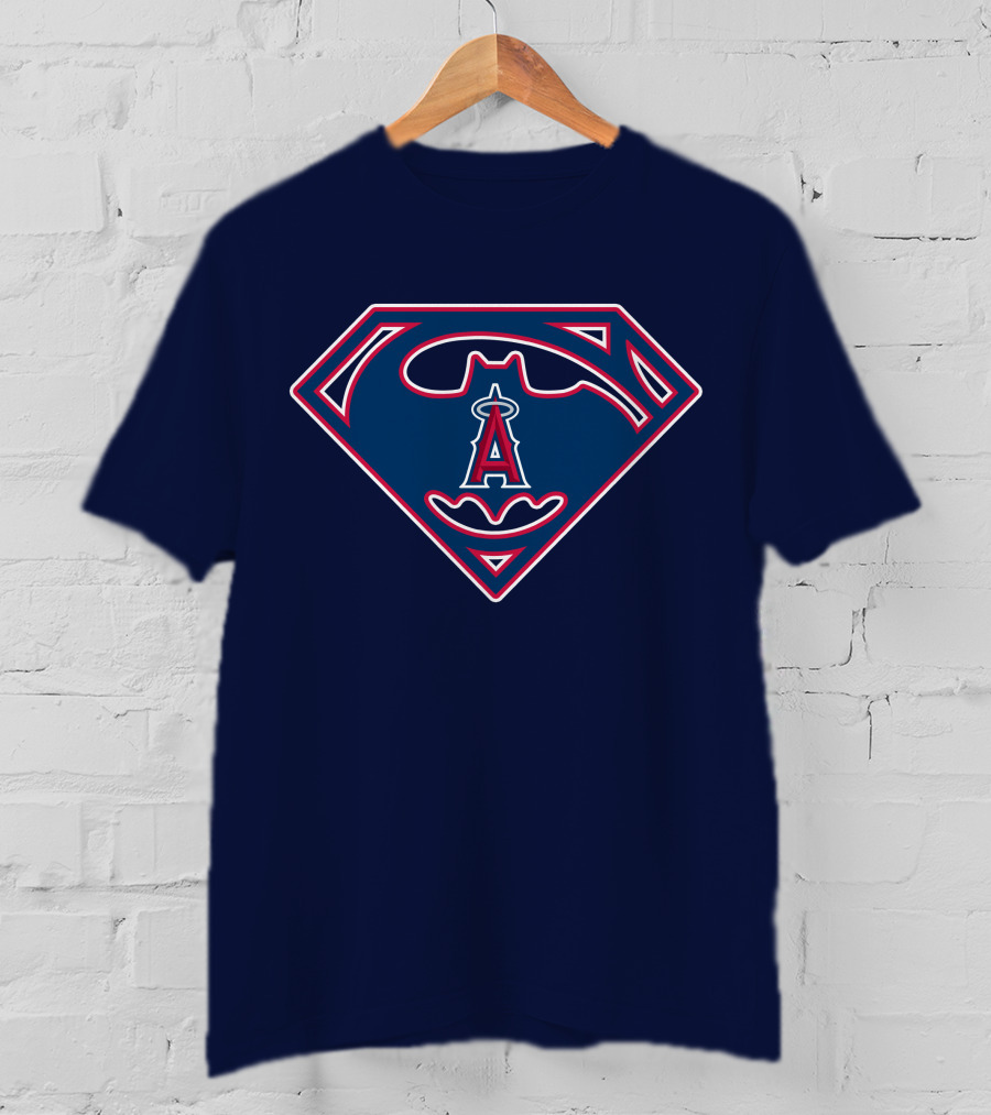 Los Angeles Angels Superman Batman Logo Mashup T-Shirt