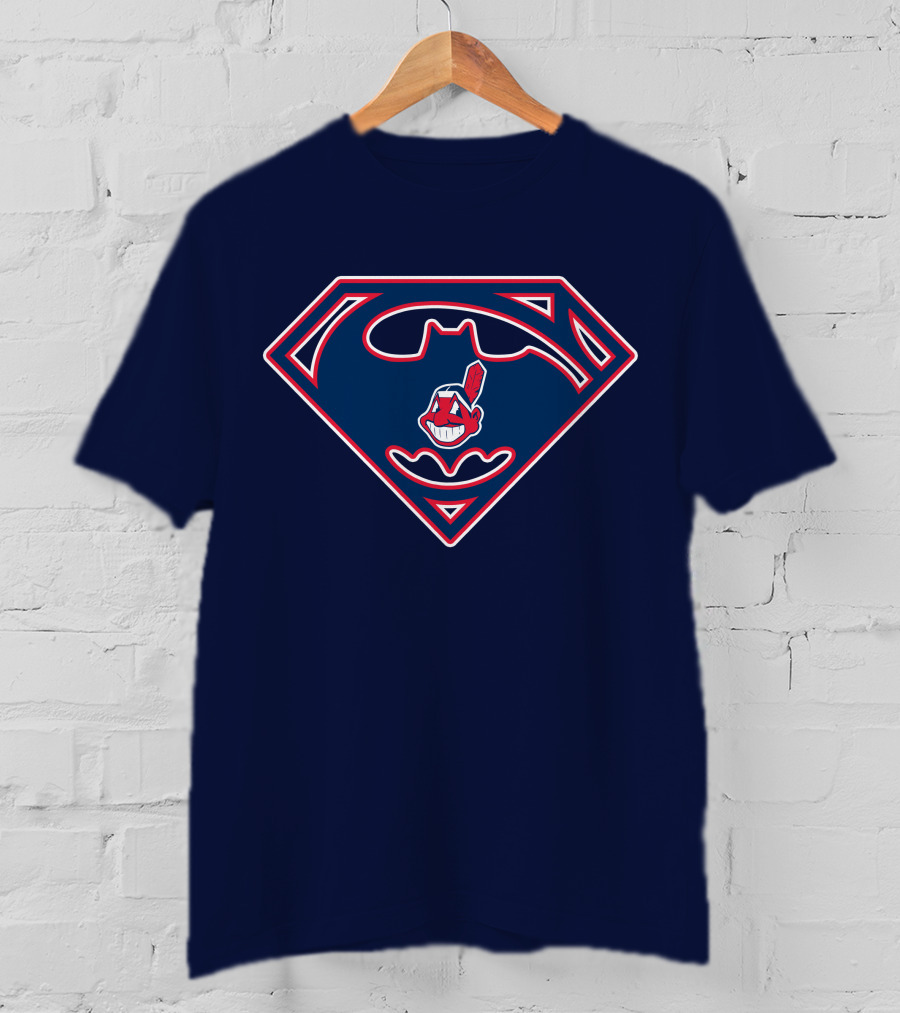 Cleveland Indians Superman Batman Logo Fusion T-Shirt