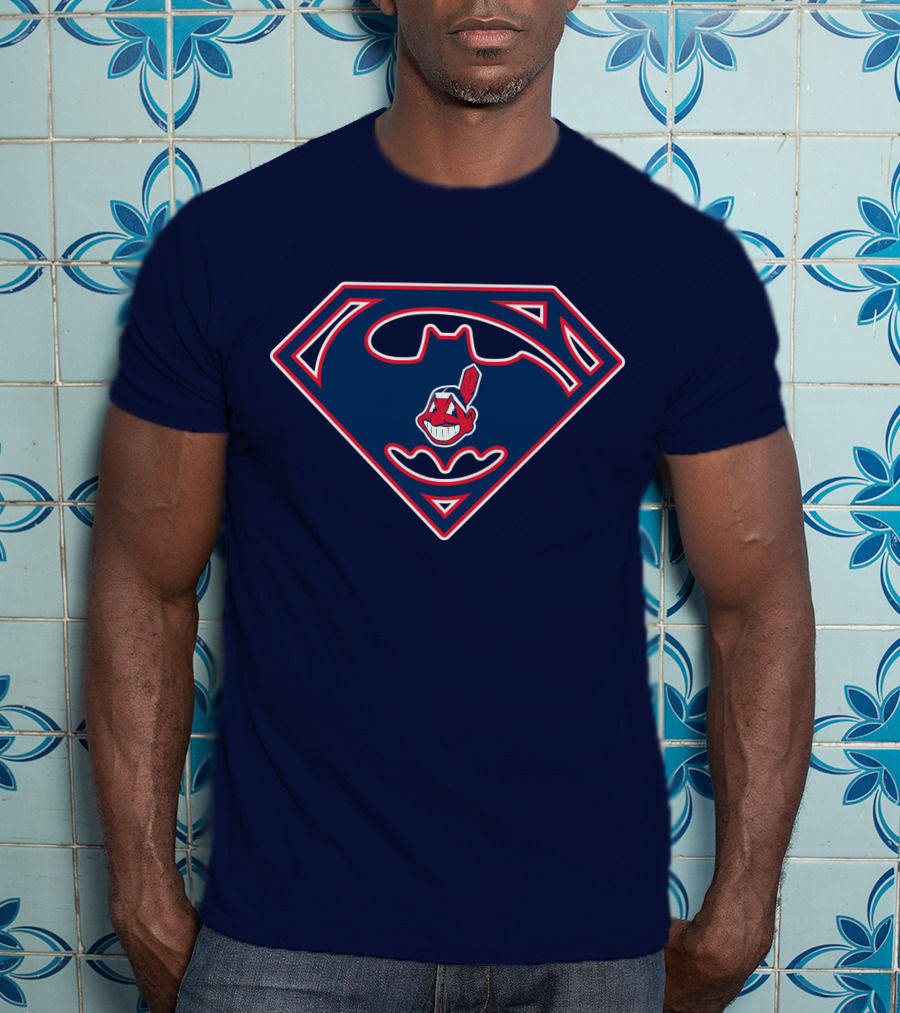 Cleveland Indians Superman Batman Logo Fusion T-Shirt