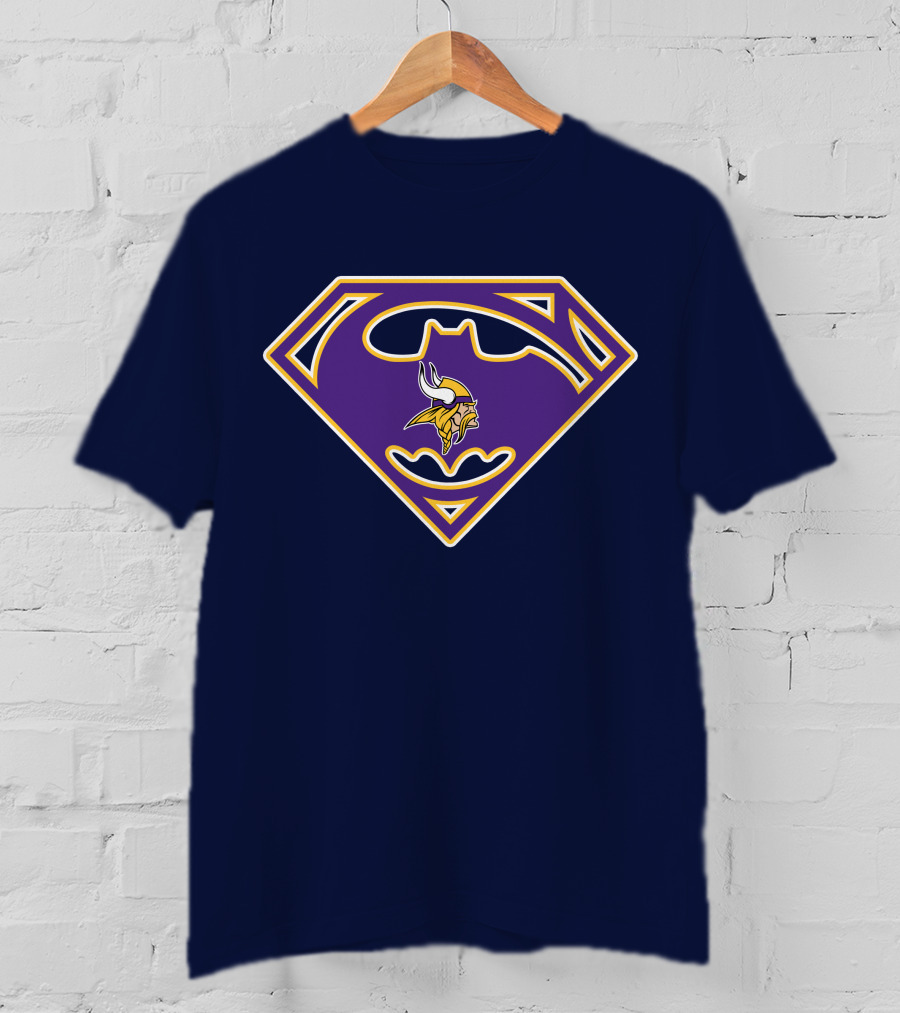 Minnesota Vikings Superman Batman Logo Mashup T-Shirt