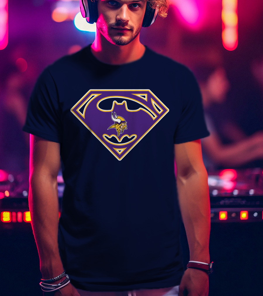 Minnesota Vikings Superman Batman Logo Mashup T-Shirt