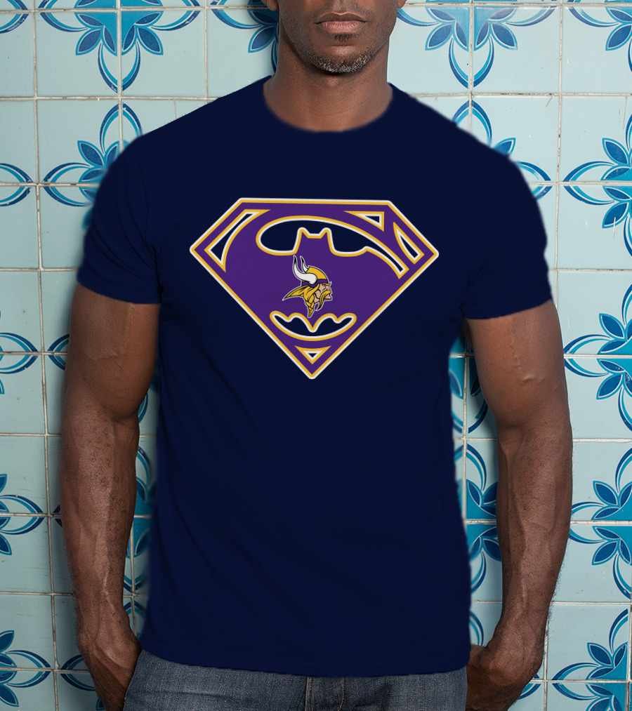 Minnesota Vikings Superman Batman Logo Mashup T-Shirt
