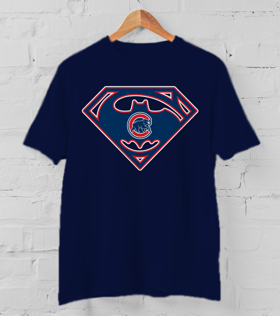Chicago Cubs Batman Superman Logo Fusion T-Shirt