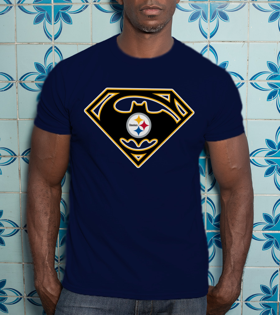 Pittsburgh Steelers Batman Superman Logo Fusion 224 T-Shirt