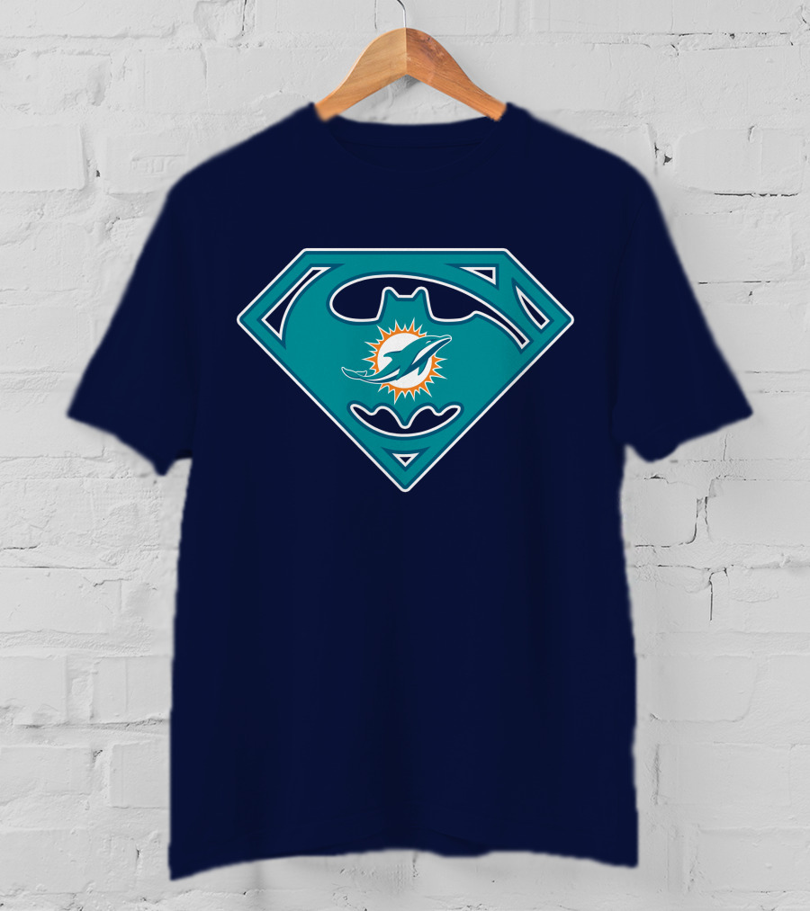Miami Dolphins Superman Batman Logo Mashup T-Shirt