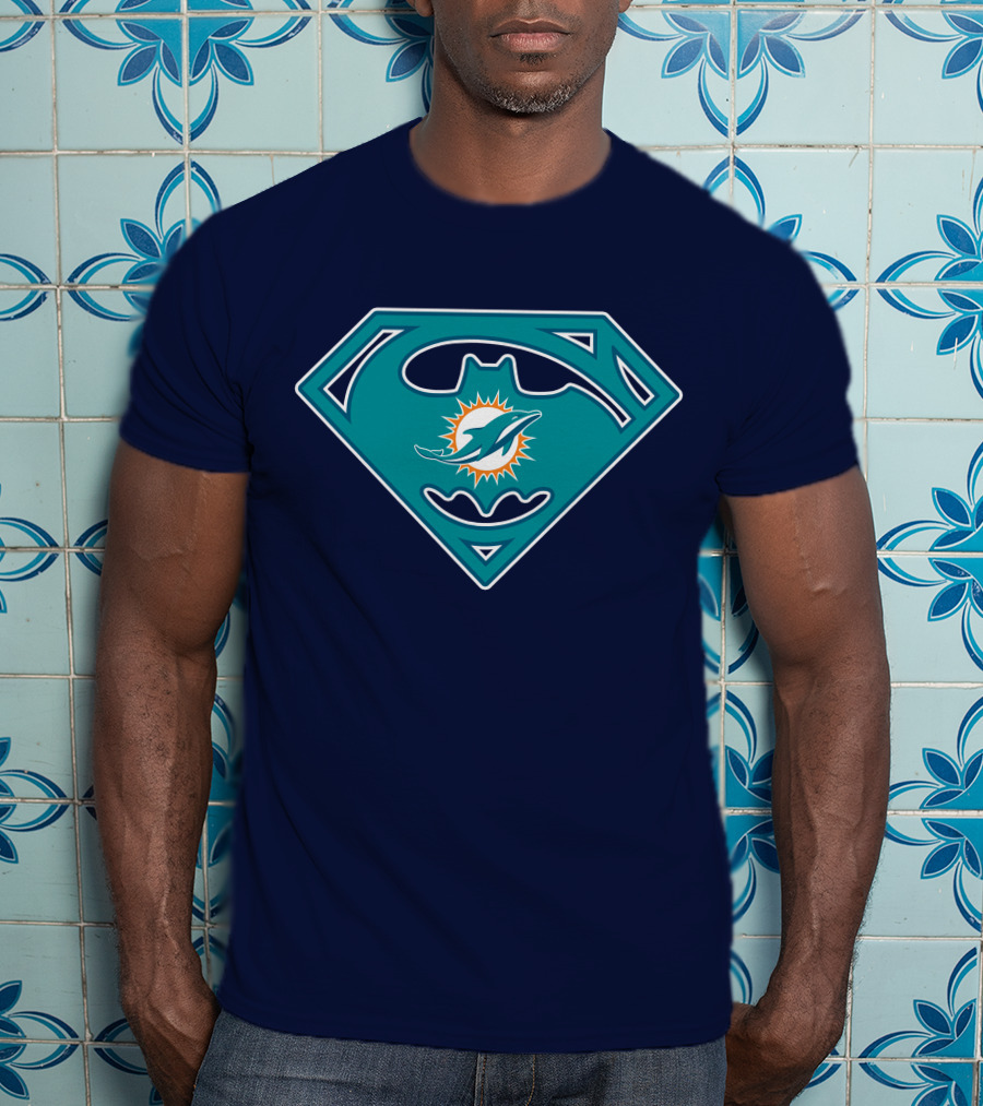 Miami Dolphins Superman Batman Logo Mashup T-Shirt