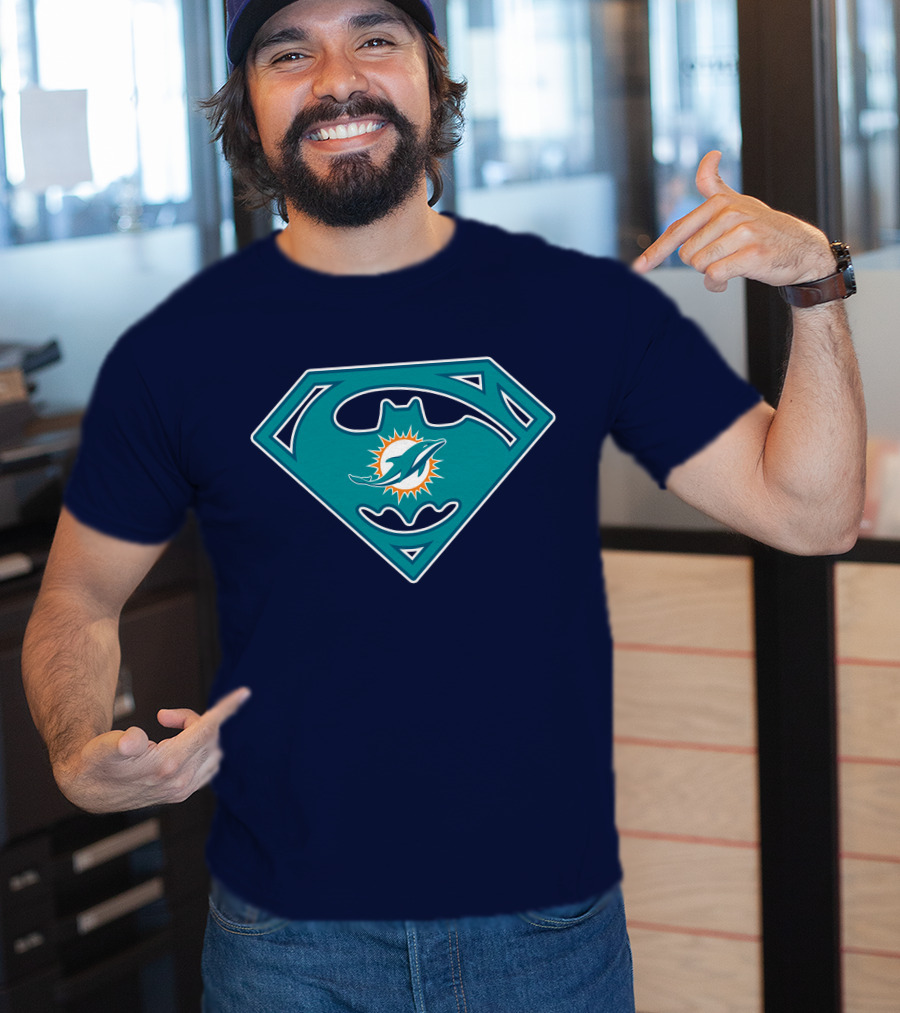 Miami Dolphins Superman Batman Logo Mashup T-Shirt