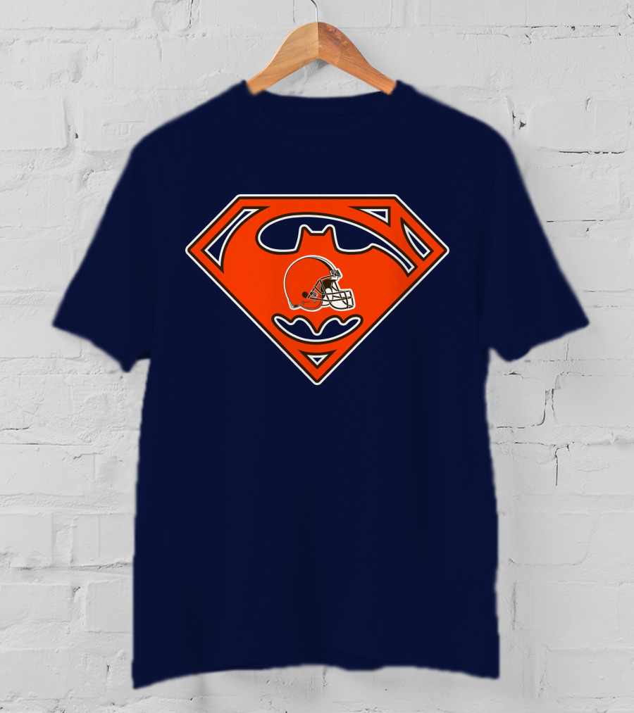 Cleveland Browns Superman Batman Logo Nfl Fan Helmet T-Shirt