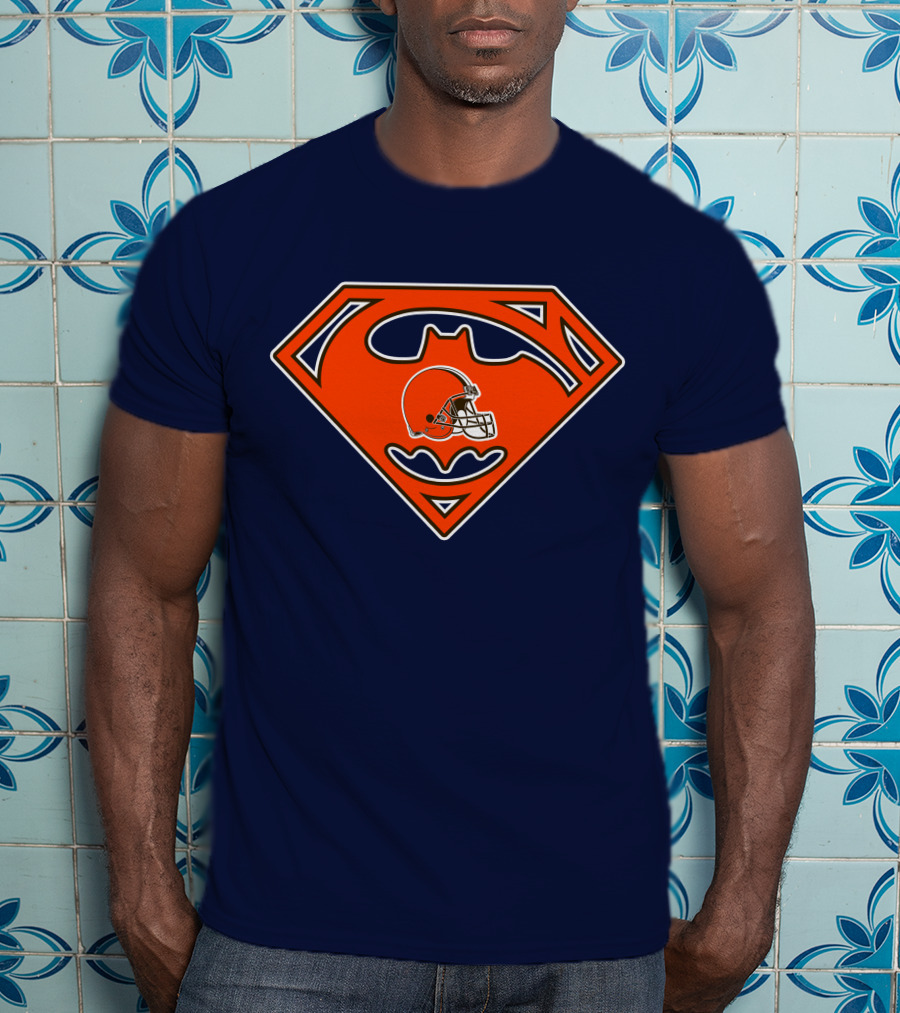 Cleveland Browns Superman Batman Logo Nfl Fan Helmet T-Shirt