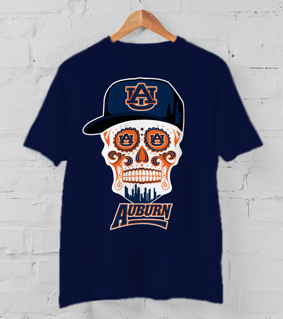 Auburn Tigers Skull With Au Logo And Cap T-Shirt