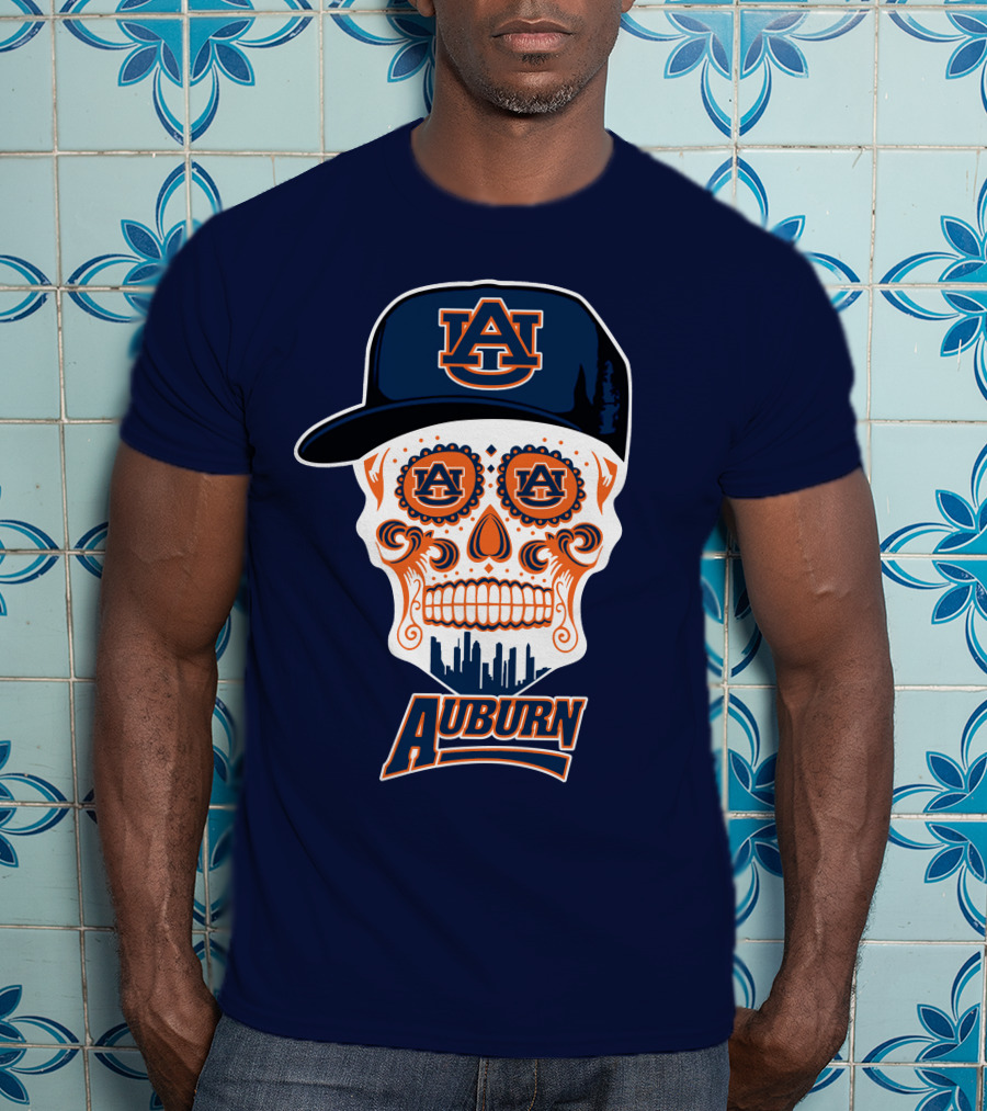 Auburn Tigers Skull With Au Logo And Cap T-Shirt