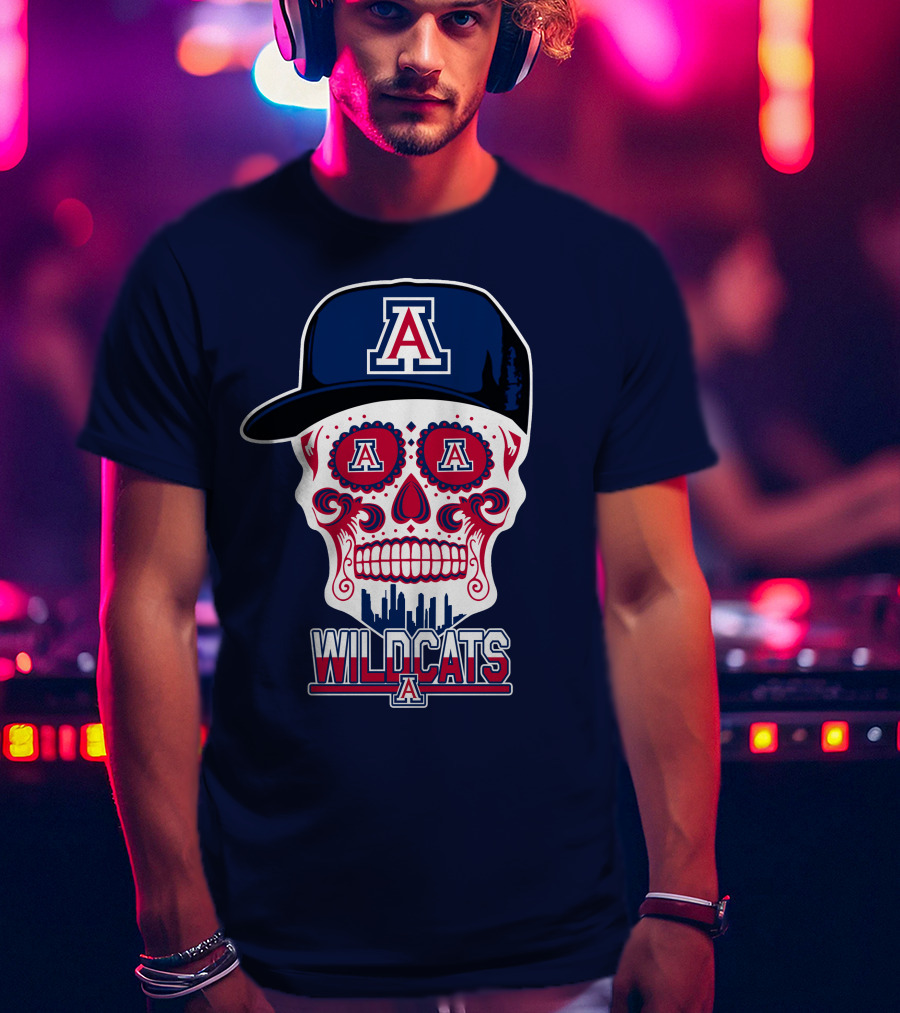 Arizona Wildcats Skull With 'A' Logo And Hat T-Shirt