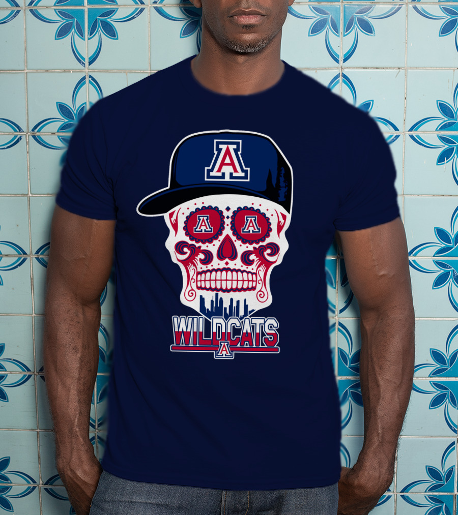 Arizona Wildcats Skull With 'A' Logo And Hat T-Shirt