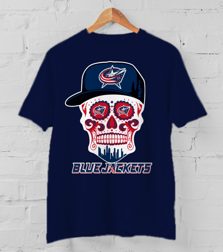 Columbus Blue Jackets Skull Hat Logo Blue Jackets T-Shirt