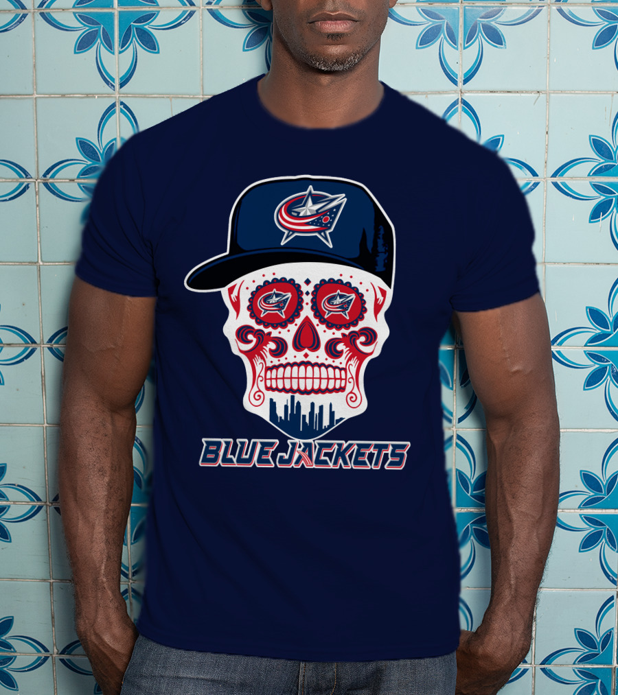 Columbus Blue Jackets Skull Hat Logo Blue Jackets T-Shirt
