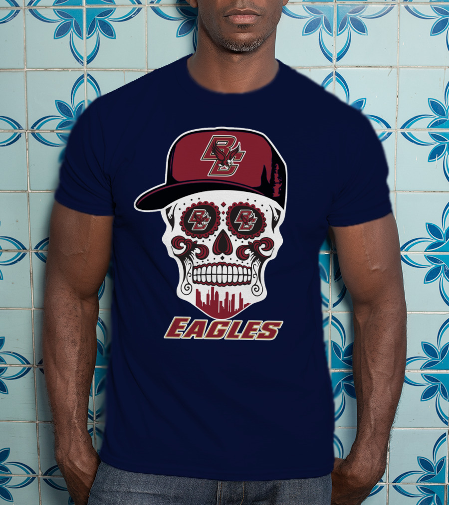 Bc Eagles Skull Emblem With Cap T-Shirt