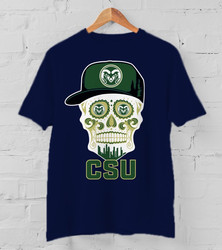 Csu Rams Sugar Skull With Cap T-Shirt