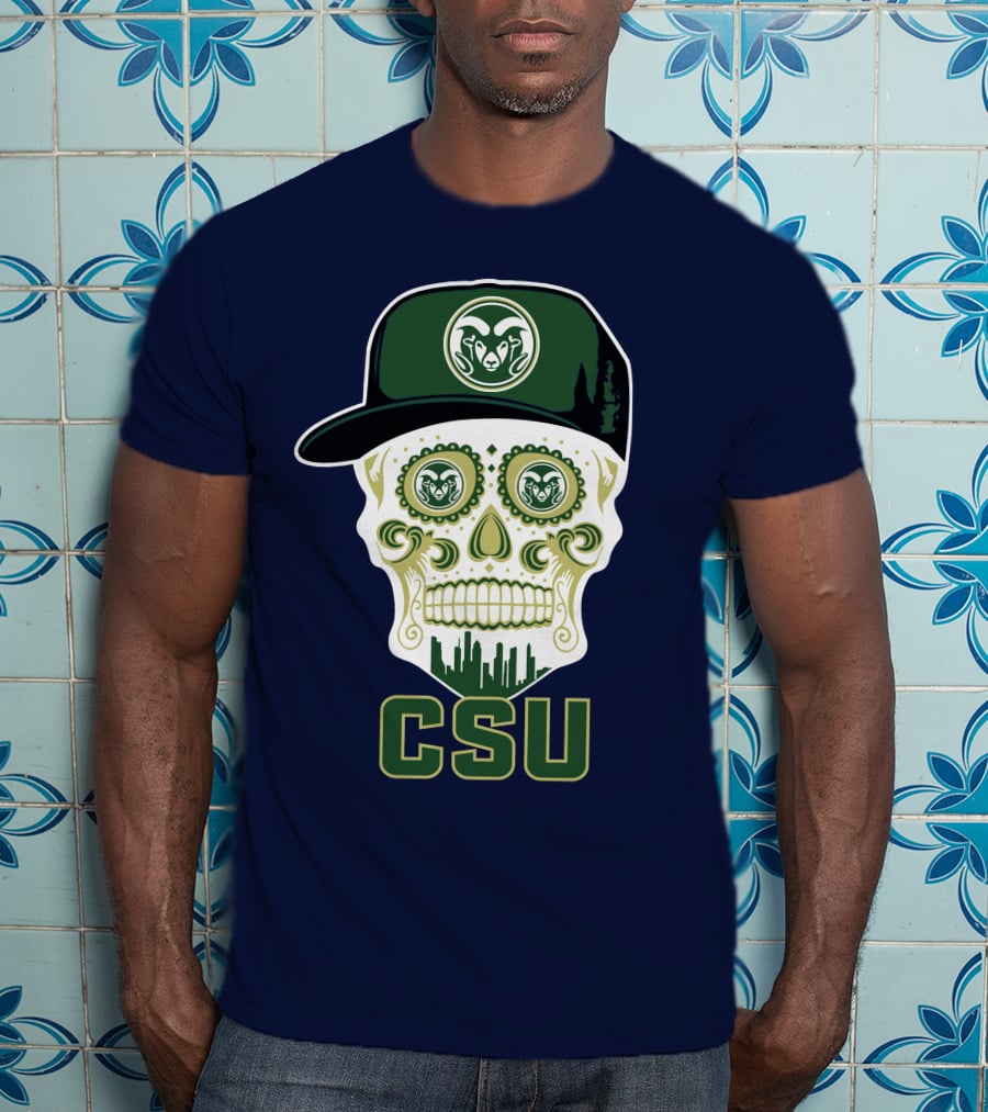 Csu Rams Sugar Skull With Cap T-Shirt