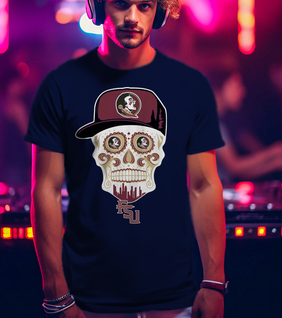 Florida State Seminoles Fsu Skull With Hat T-Shirt