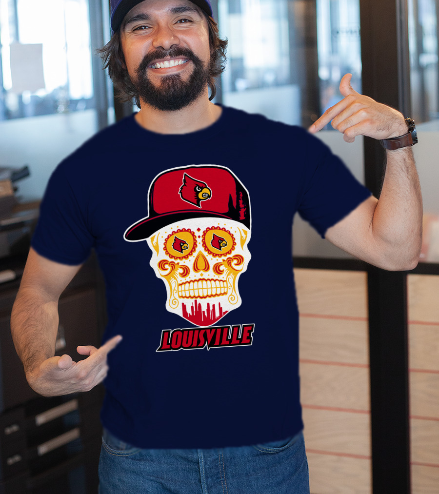Louisville Cardinals Sugar Skull Cap T-Shirt