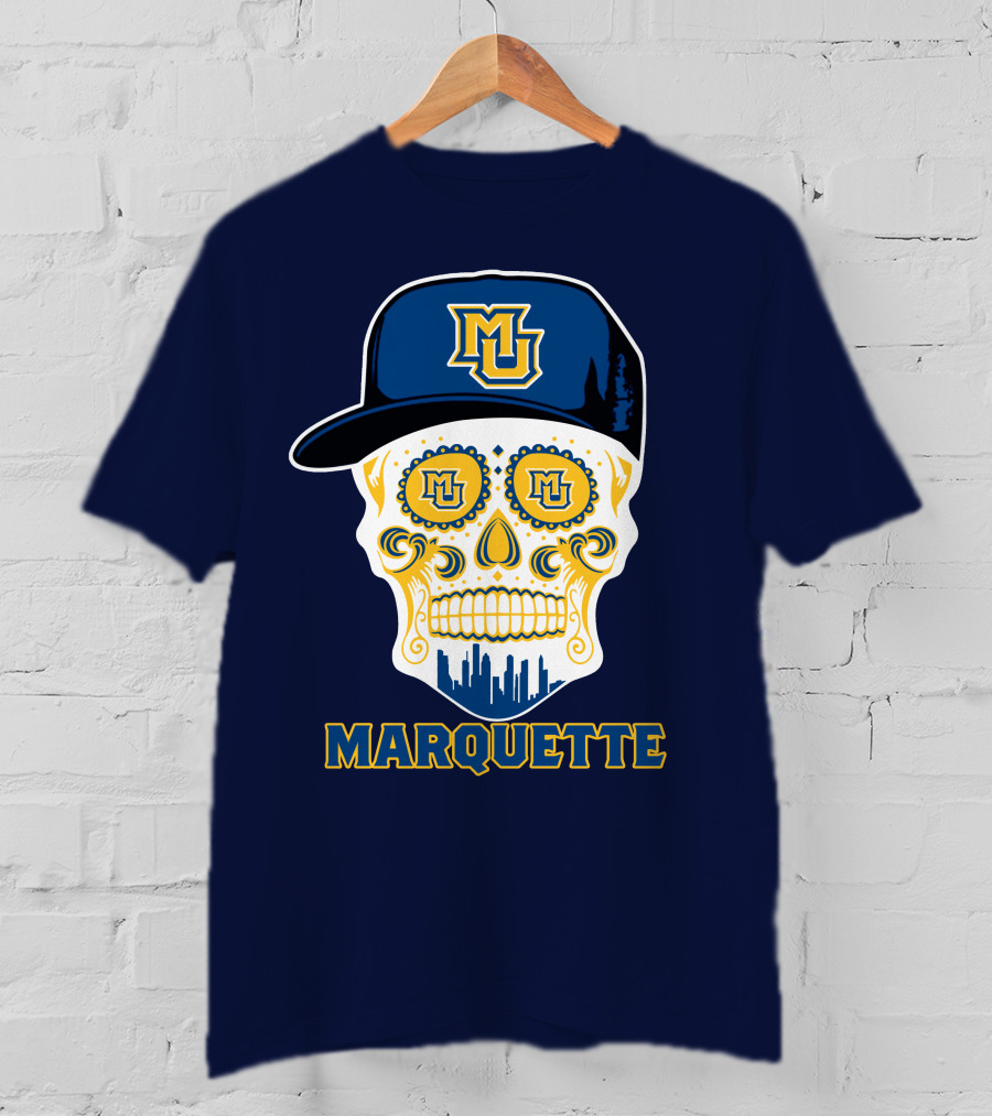 Marquette Golden Eagles Sugar Skull Mu Cap T-Shirt