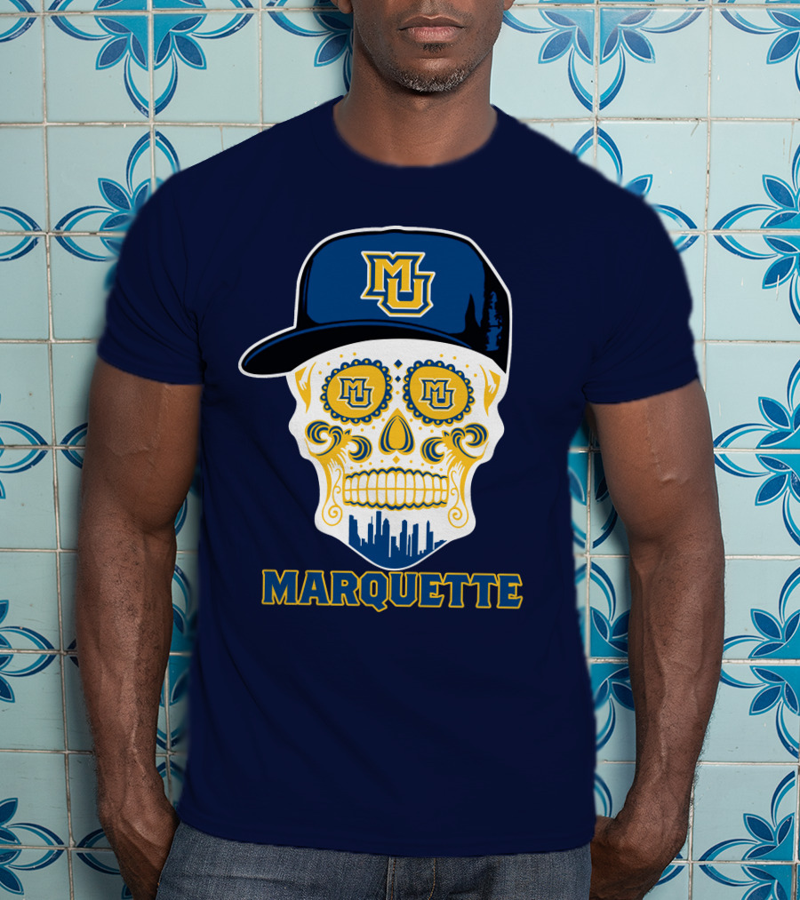 Marquette Golden Eagles Sugar Skull Mu Cap T-Shirt