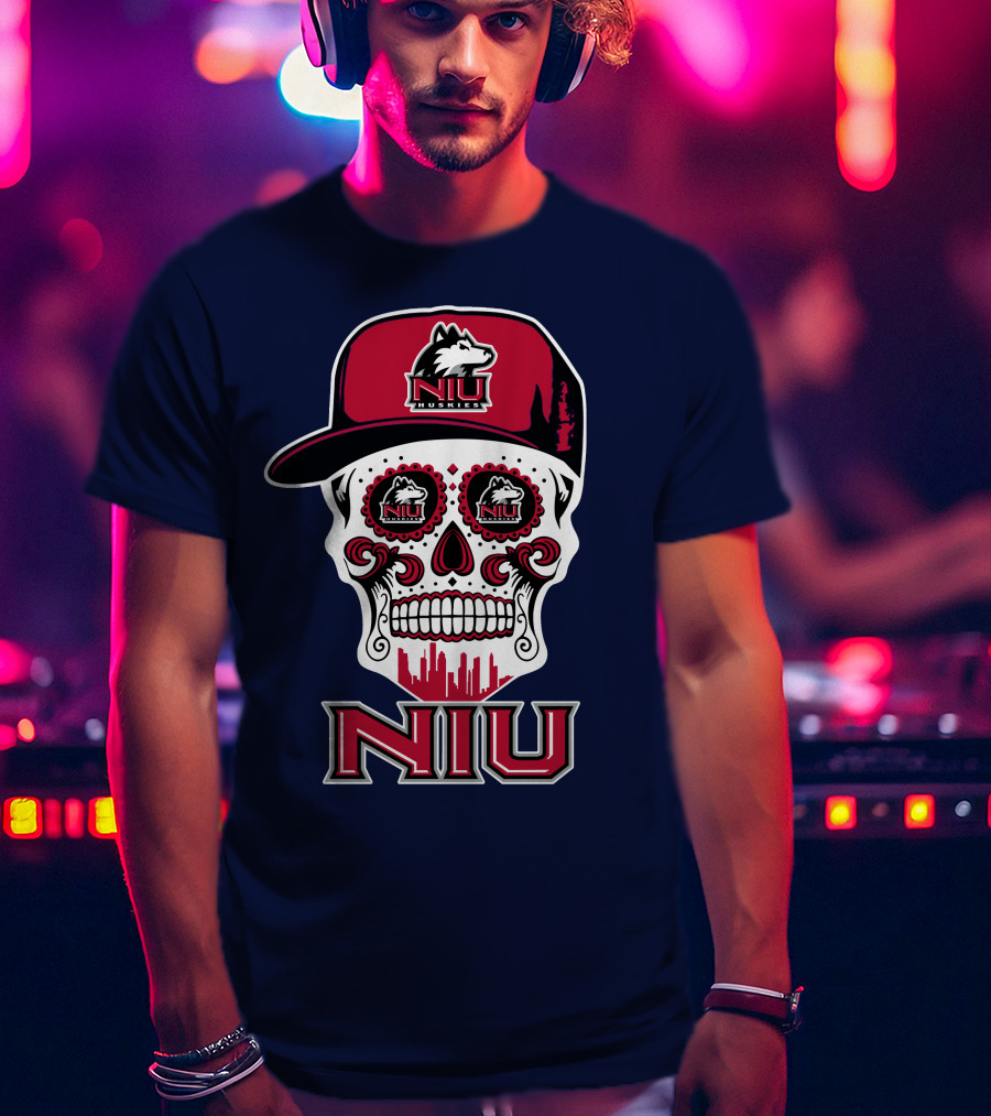 Niu Huskies Sugar Skull T-Shirt