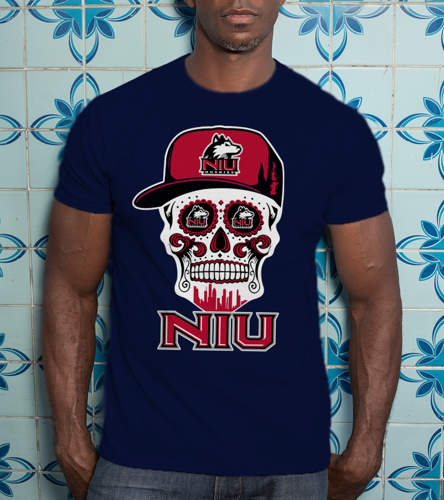 Niu Huskies Sugar Skull T-Shirt