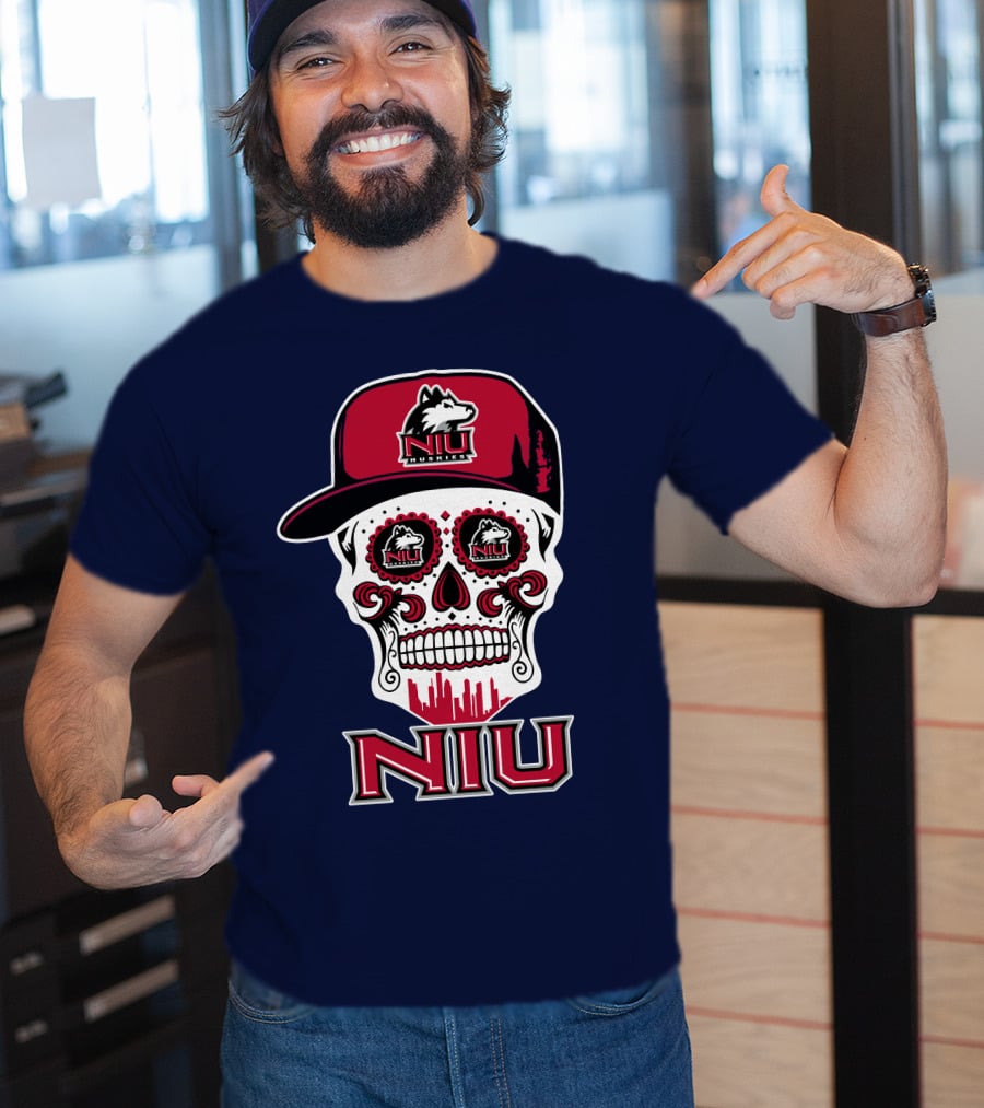 Niu Huskies Sugar Skull T-Shirt