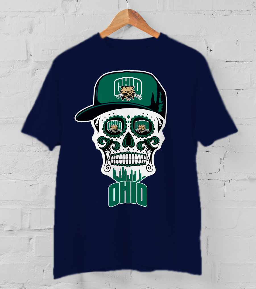 Ohio Bobcats Sugar Skull Urban Cap T-Shirt